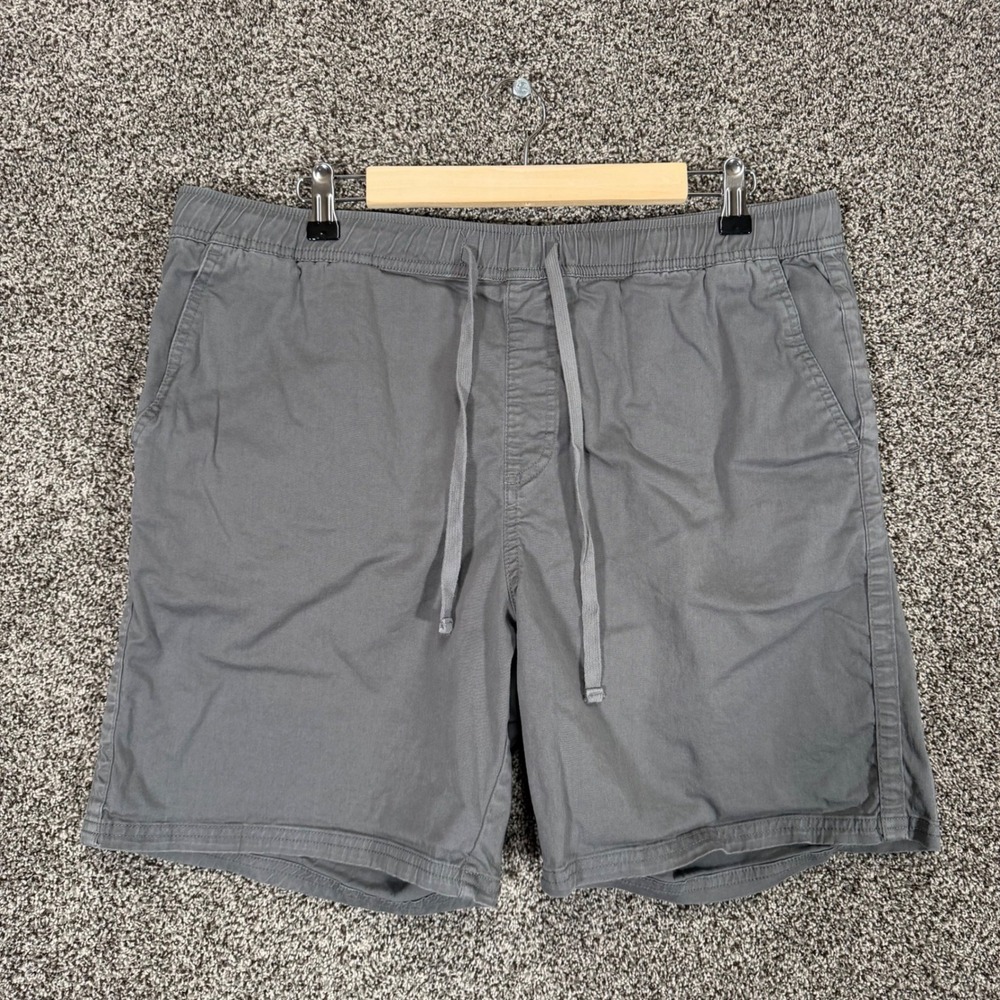 Katin Shorts Mens XL/7 Gray Elastic Waist Chino Cotton Stretch Drawstring Casual